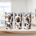 thumbnail image 2 of 20oz Geometric Pattern Insulated Handle Tumbler, Stainless Steel Double Wall Travel Coffee Mug Leak Proof with Straw, 2 of 5