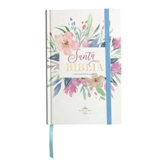 Biblia Reina Valera 1960 Tamano Manual Letra Grande 12 Puntos Tapa Dura Con Elastico Azul Floral
