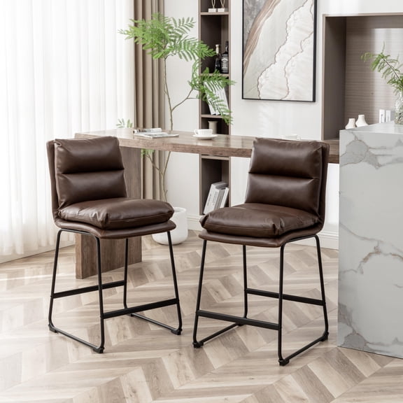Upholstered Counter Height Bar Stools Set Of 2 Antique Brown