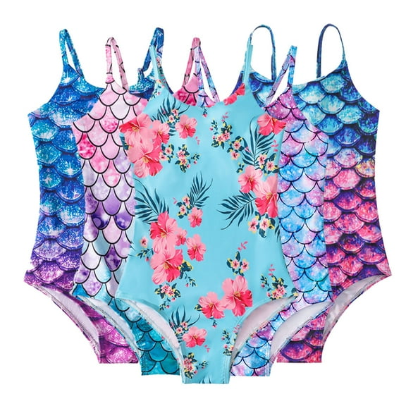YTDSCS Kids Baby Teen Girls One Piece Swimsuits Bathing Suits 4-12T Kids Sport Summer Beach Swimwear