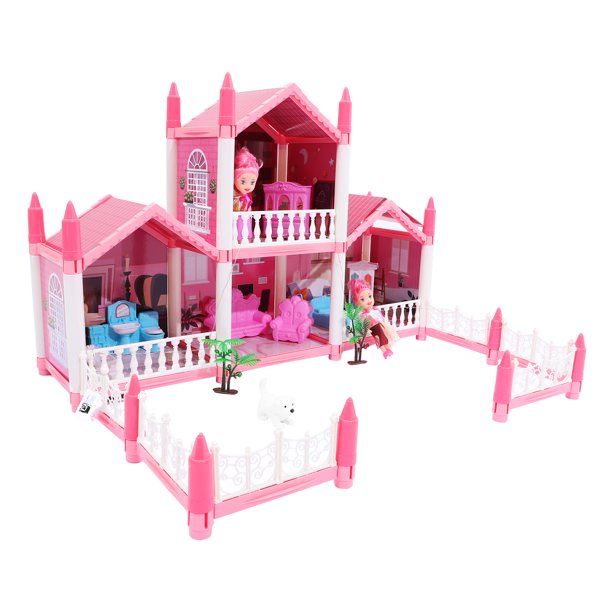 KAKOWELY Modelo de castillo de bricolaje, castillo de princesa, casa de muñecas pequeña de plástico, castillo, rompecabezas, luces, casa de villa