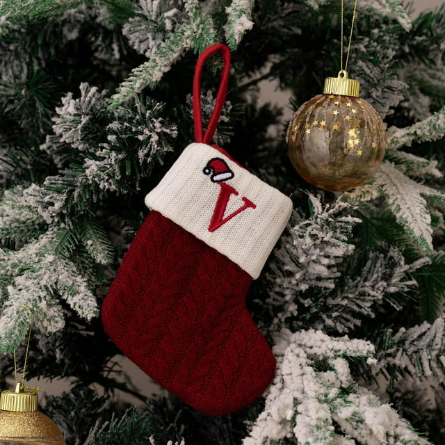 Christmas Decorative Supplies Red Knitted Christmas Socks Tree Pendant Embroidered Wool Rhetoric Socks for Festive Celebrations and Holiday