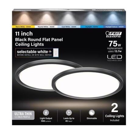 Luminaria Feit Electric EDGELIT LED Mate Negra de 11 pulgadas