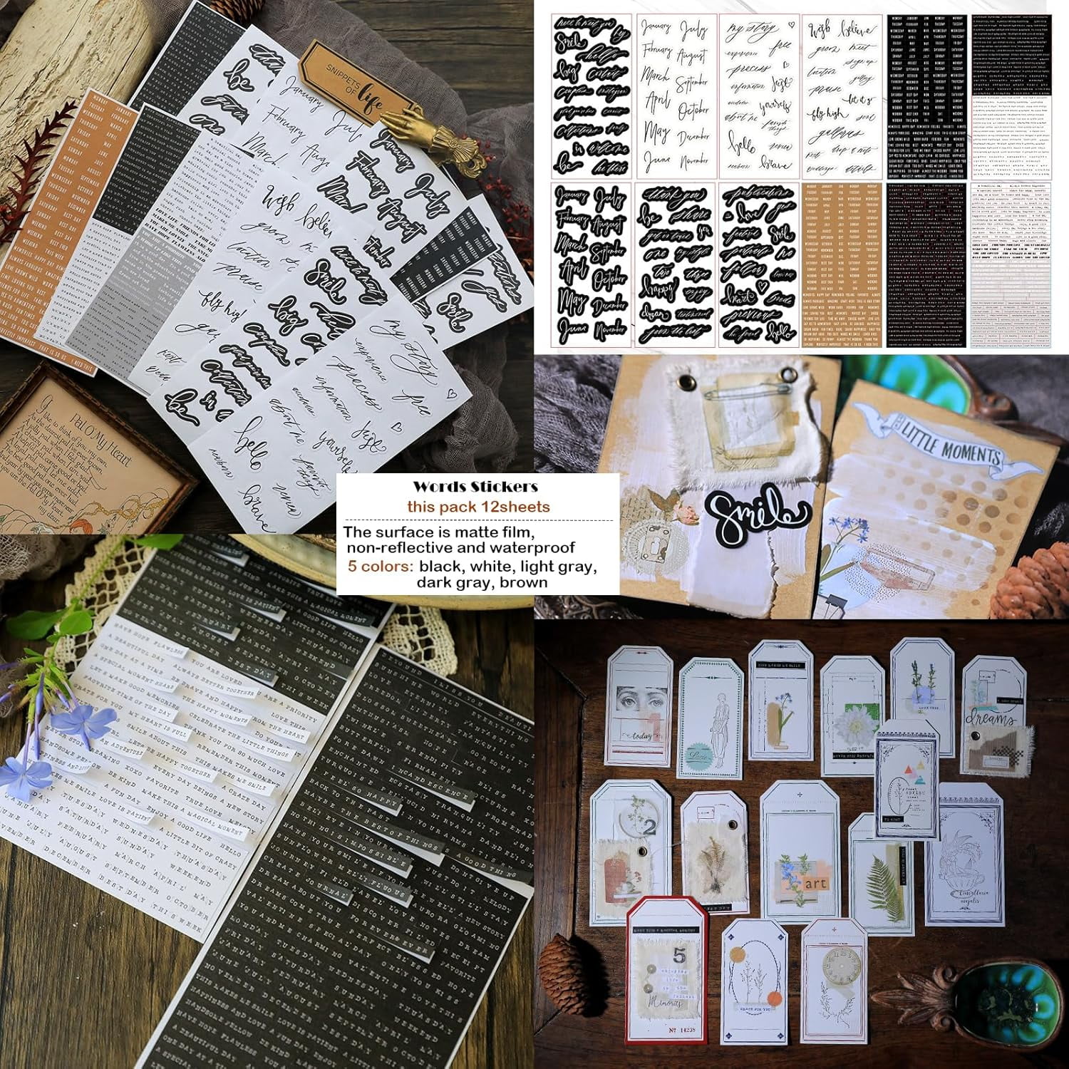 4 Packs Vintage Junk Journal Mixed Media Paper and Stickers Collage Kit Journaling Decoupage Supplies for Adults Scrapbook Craft Starter Ephemera Embellishments Photo Frame Album Art Aesthetic Decor