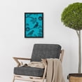 thumbnail image 2 of Linocut Vintage Blue Birds Jungle Pattern Illustration Teal Artwork Framed Wall Art Print A4, 2 of 4