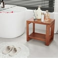 thumbnail image 3 of Erinnyees 29" Adjustable Shower Bench, Waterproof with Storage Shelf for Seniors, Teak, 3 of 8