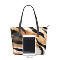 thumbnail image 3 of 11.8" x 11" Women's Aesthetic Leather Tote Bag, Zipper Closure Travel Shoulder Bag with Compartments, Ladies Purses Handbag Black Animal Print, 3 of 6