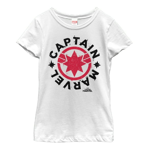 Girl's Marvel Captain Marvel Star Symbol Circle Graphic Tee White Medium