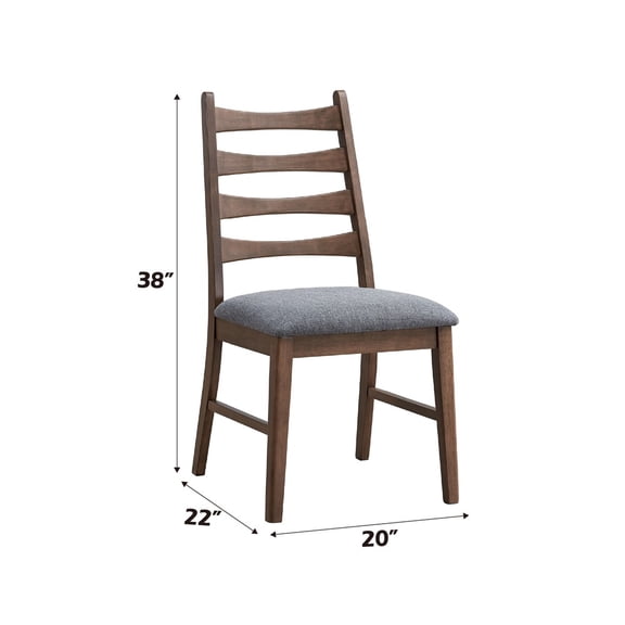 Mayah Dark Gray Linen & Walnut Finish Side Chair (Set of 2)