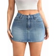 thumbnail image 3 of Women's Denim Jean Mini Y2K Low Waisted Cute Skirts Pockets Skirt for Casual Light Blue S, 3 of 10