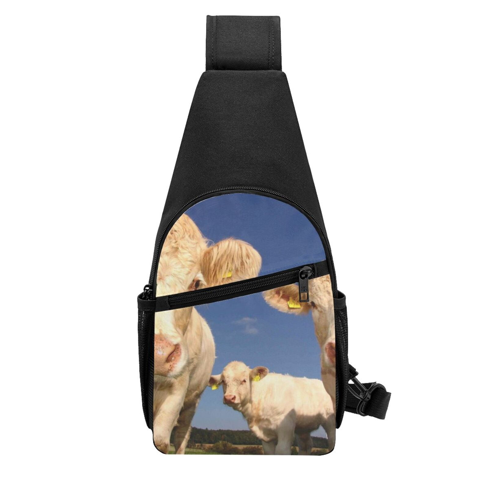 Xecao's Cows Cattles Print Sling Bag: A Versatile Chest, Shoulder, and Crossbody Backpack for Casual Days Out, Perfect for Both Men and Women