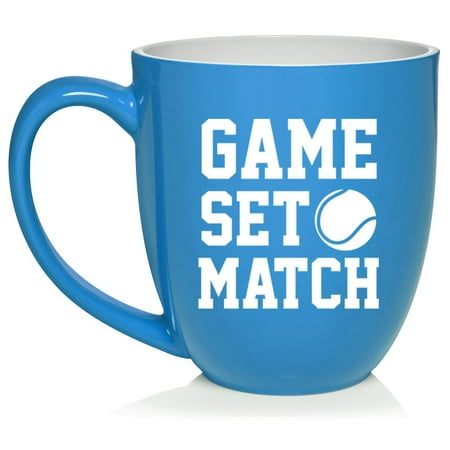 Game Set Match Tennis Ceramic Coffee Mug Tea Cup Gift for Her Him Friend Coworker Wife Husband (16oz Light Blue) Game Set Match Tennis Ceramic Coffee Mug Tea Cup Gift for Her Him Friend Coworker Wife Husband (16oz Light Blue)