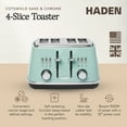 thumbnail image 5 of Open Box Haden 4 Slice Extra Wide Slot Stainless Steel Toaster w/Tray, Sage, 5 of 9