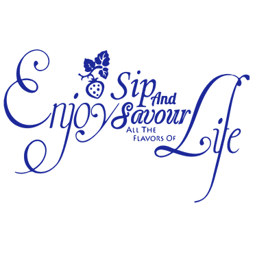 Sip and enjoy savour all the flavours of life Vinyl Decal Sticker Quote - Large - Cobalt
