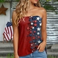 thumbnail image 2 of Mepaouo American Flag Bandeau Tank Top Women Smocked Sleeveless Casual Flowy Crop Tunic Blouses, 2 of 5