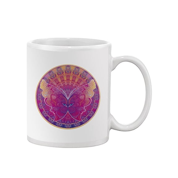 Colorful Butterfly Over Mandala Mug  -Image by Shutterstock,