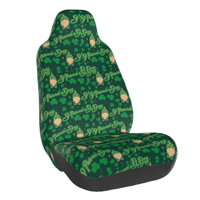 Wukai St Patrick's Day9 Full Set Car Seat Covers with Soft Padding Universal Auto Front Seats Protector and Cushion Mat