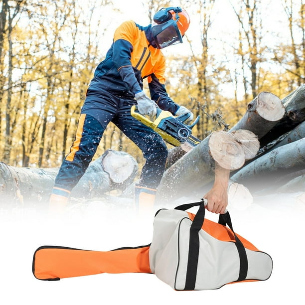 Bolsa de Sierra de Cadena Naranja, de Alta Resistencia, para Sierras de Cadena de 16-20 Pulgadas, Almacenamiento Protector, Protección Completa, Estuche Portátil con Cierre de Cremallera