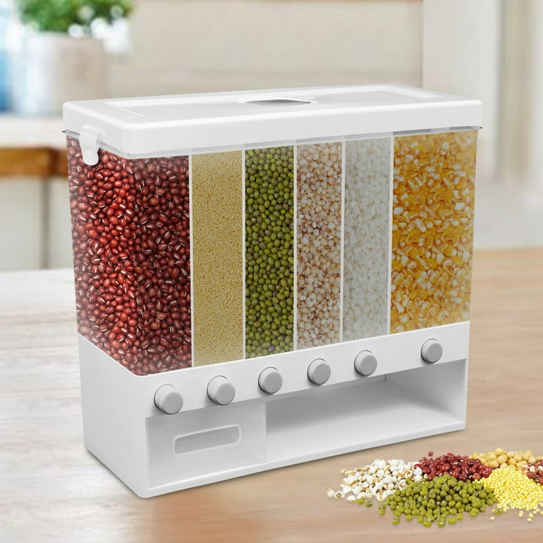6L Cereal Storage Dispenser Kitchen Pantry Rice Grain Dry Food Container 3  Grid