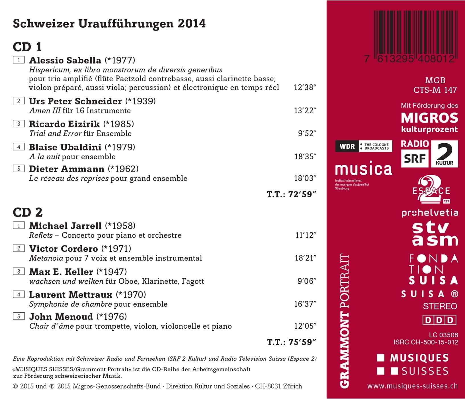 Ammann / Cordero / Eizirik / Jarrell / Keller - Grammont Selection 8 - Music & Performance - CD