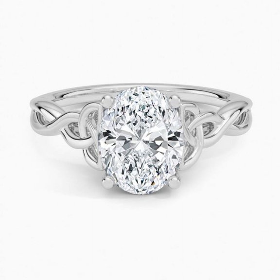 Dash Jewel 1.8 Ct Oval Cut Diamond Ring for Gifts - 14K White Gold Plated Rings - Engagement Wedding Diamond Rings for Women's - Diamond Rings For Birthday Gift - Twisted Solitaire Rings for Her