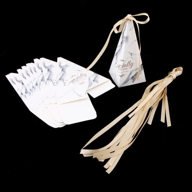 Cajas de papel de caja de dulces con de triángulo de moda piezas, favores - F, 6 cmx 6cm x 14 perfecl Cajas de dulces con cinta