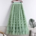 thumbnail image 2 of Tfken Women Skirts For Summer Elastic Waist Solid Color A Line Long Skirts Fashion Casual Female Leisure Clothes Green, 2 of 4