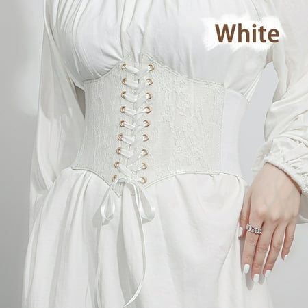 

EUHDSSDE Women s Corset Belt Tops Lace Up Waist Belt Strapless Underbust Corset Bustier Sheer Mesh Cincher Wide Belt