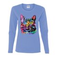 thumbnail image 3 of Cute Cat | Dean Russo Art Animal Lover Womens Long Sleeve T-Shirt, Light Blue, Small, 3 of 6