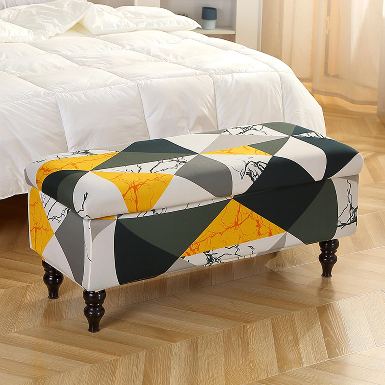 Rectangle Storage Ottoman Bench Slipcovers Stretch Case Protector Piano