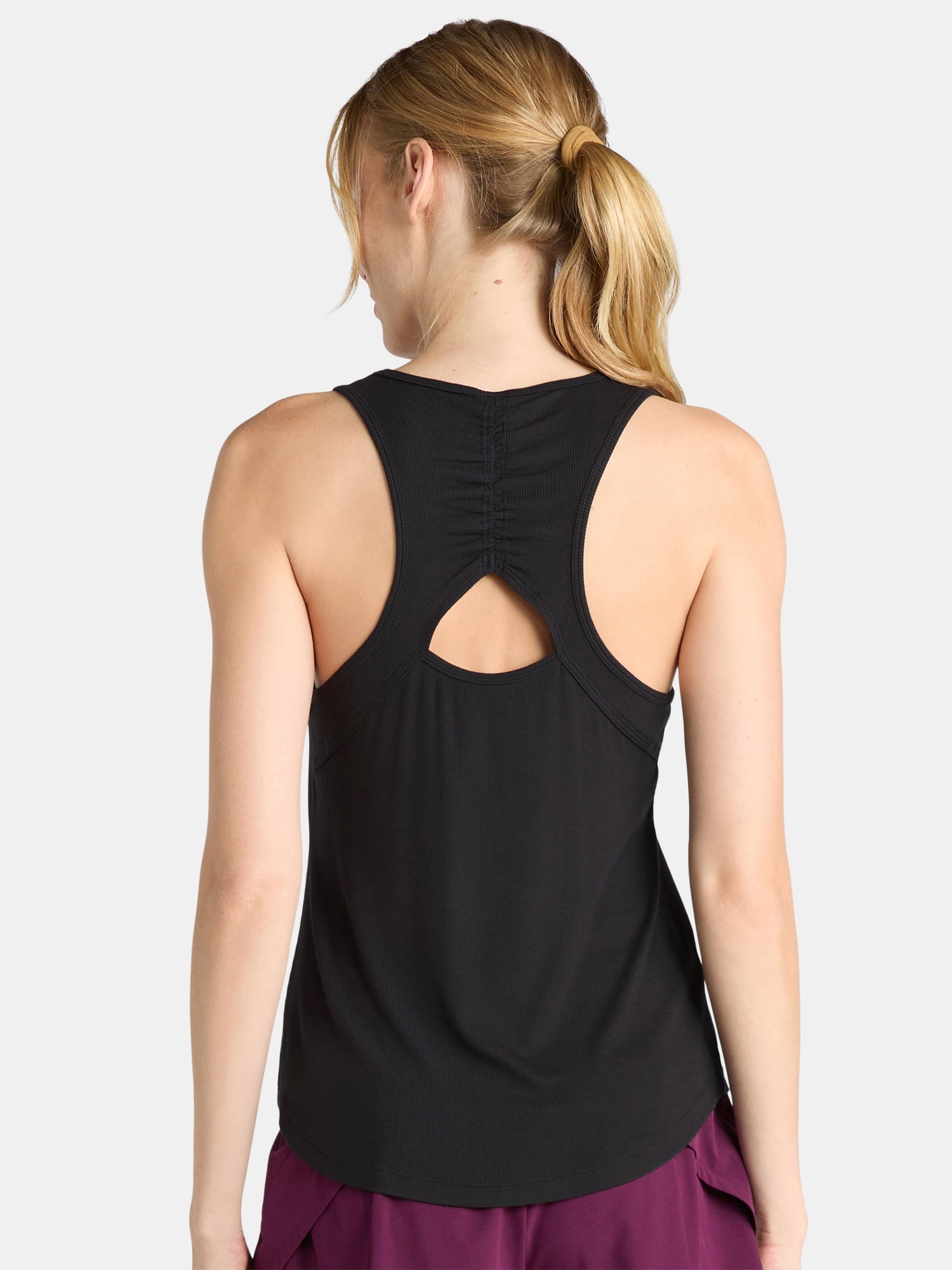 Avia Women's and Women's Plus Ribbed Shirred Back Tank Top, Size XS-4X