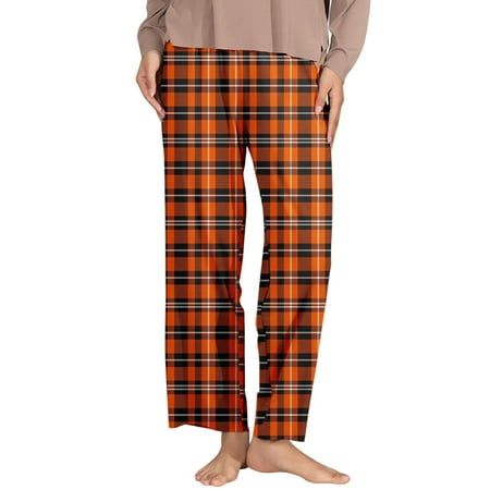 

PEASKJP Pajama Pants Women s Plus-Size Relaxed Fit All Day Pant Orange