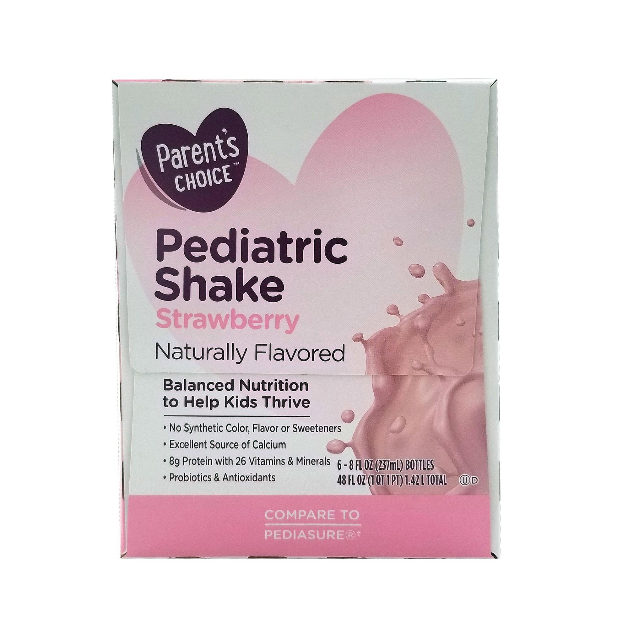 Parent's Choice Pediatric Shake, Strawberry, 8 Oz, 6 Count
