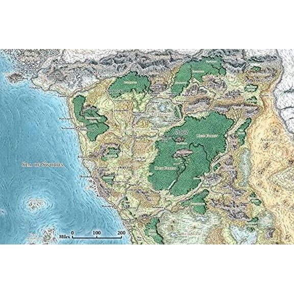 Palmetto Posters 24x36 Poster: D&D, Map of Faerun Poster Print