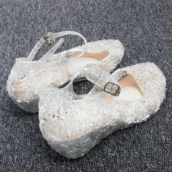 1 Pair of Baby Girl Sandals Little Girl High Heel Jelly Sandals Summer Shoes - Size 28 (White)
