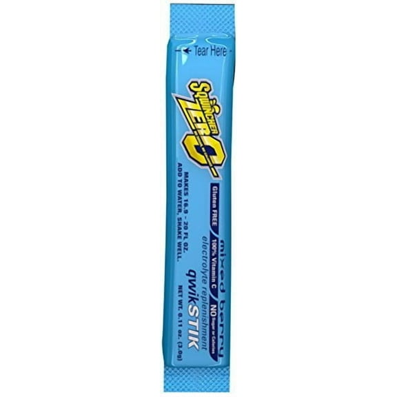 Sqwincher 060101-MB Zero Qwik Stik Powder, 20 oz, Blue, Standard Pack of 50
