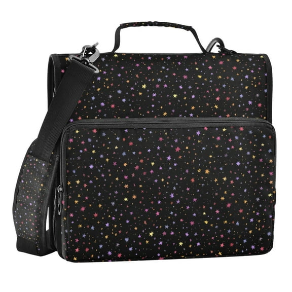 Zipper Binder Simple Stars 1.5 Inch Binder Folder Bag with Shoulder Strap and Handle