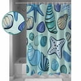 thumbnail image 4 of Ocean Creature Shower Curtain, 36" x 72", Conch Blue Shell Sea Starfish Cartoon Waterproof Bathroom Curtain Washable Shower Curtain Set with 12 Hooks, 4 of 6