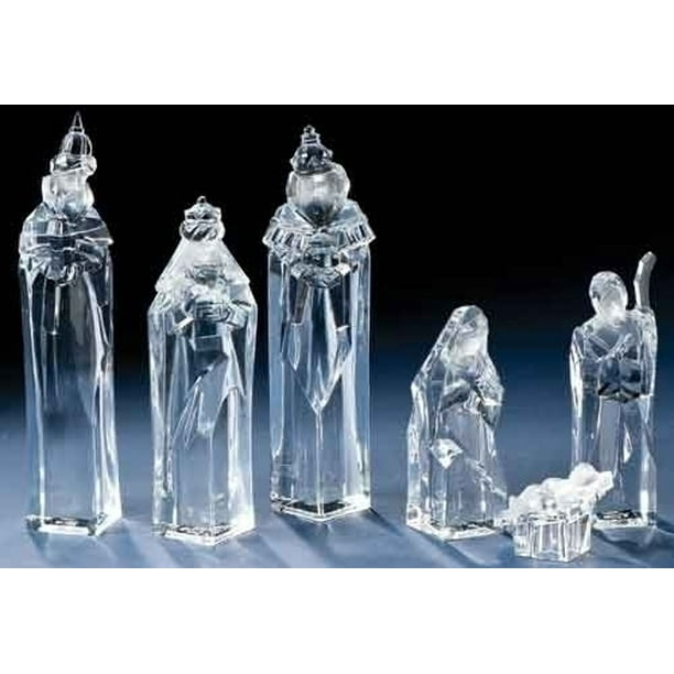 6Piece Icy Crystal Holy Family & Wise Men Religious Nativity Christmas Set