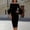 Black, variant on Women's Crew Neck Bell Sleeve Midi Bodycon Dress Flared Ruffle Sleeve Pencil Dress, Slim Knee Length Party Cocktail Dress for Wedding, office and formal Occasions White