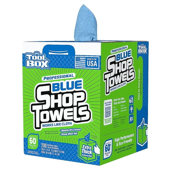 Sellars TOOLBOX Big Grip Bucket Refill, 10"x12" Blue Shop Towels Refill, 200-Count