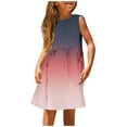 thumbnail image 1 of Robes pour Filles - Robe d'Été Sans Manches Évasée pour Tout-Petits et Enfants - Décontractée Extensible à Encolure Ronde avec Imprimé Dégradé pour la Plage et l'Extérieur, 1 of 5