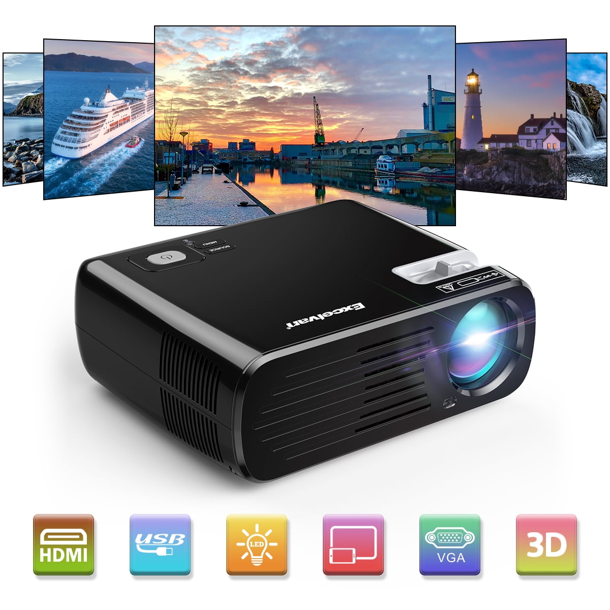 Portable Mini Projector, Excelvan BL23 2600 Lumens Home Projector LED