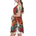 thumbnail image 2 of Lsque Western Desert Cactus Ram Skull Print Women's Casual Dress T-Shirt Summer Short Sleeve Scoop Neck Swing Dresses, 2 of 6