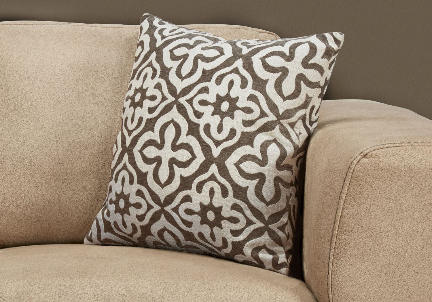 Monarch Specialties Pillows, 18 X 18 Square, Insert Included, Decorative Throw, Accent, Sofa, Couch, Bedroom, Polyester, Hypoallergenic, Brown, Modern