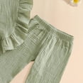 thumbnail image 6 of Gubotare Outfit Baby Baby Girls Outfits Short Sleeve with Flared Pants Headband Set 6 12 Months (Green,6-12 Months), 6 of 6