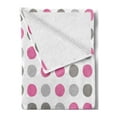 thumbnail image 2 of Geometric Soft Flannel Fleece Blanket, Traditional Retro Polka Dots Design European Ancestral Motif Pastel Colors, Cozy Plush for Indoor and Outdoor Use, 70" x 90", White Grey Pink, by Ambesonne, 2 of 5