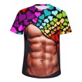thumbnail image 4 of Penkiiy Funny Shirts for Mens Short Sleeves Muscle Floral Shirt Valentine's Day Graphic Tees Sports Pullover Tops Base Shirt M Khaki, 4 of 5