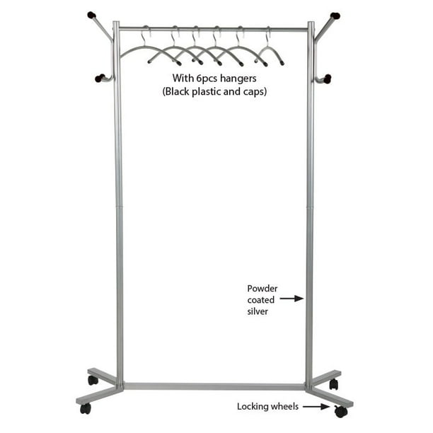 Coat Hanger Stand with Locking Wheels, 8 Hangers, 6 Matching Coat