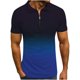 thumbnail image 2 of Hombres Casual Pullover Cremallera Turndown Manga corta Slim Fit Gradiente Tops Pompotops oipoqjl45302, 2 of 7